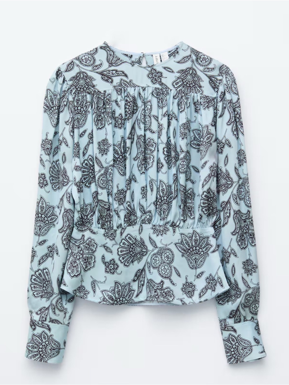 & Other Stories Light Blue Paisley Gathered Blouse